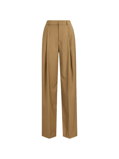 Ralph Lauren Pleated Wool Trousers In Brown