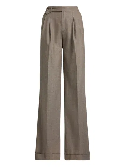 Ralph Lauren Pleated Wool Trousers In Neutral