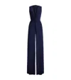 Ralph Lauren Knotted Pleated Chiffon And Stretch-jersey Gown In Blue