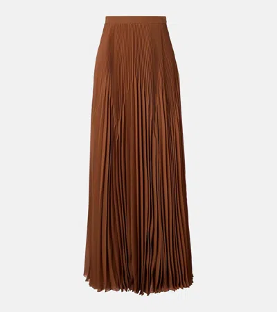 Ralph Lauren Plissé Maxi Skirt In Brown