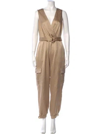 Pre-owned Ralph Lauren Plunge Neckline Jumpsuit In Neutral