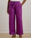 Ralph Lauren Plus-size 100% Linen Wide-leg Pants