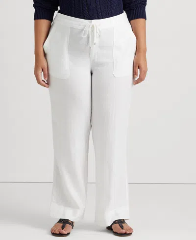 Ralph Lauren Plus-size Linen Wide-leg Pants In White