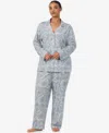 Ralph Lauren Plus Size 2-piece Long Sleeve Top And Pants Pajama Set In Gray