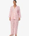 Ralph Lauren Plus Size 2-piece Pajama Top And Pant Set In Pink