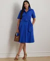 Ralph Lauren Plus Size Belted Point Collar Shirtdress