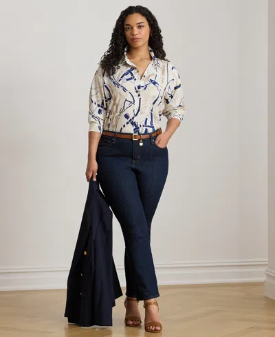 Ralph Lauren Womens Relaxed Fit Printed Shirt P Xs Xxl In Multi