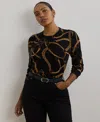 Ralph Lauren Plus Size Belting-print Cotton-blend Sweater