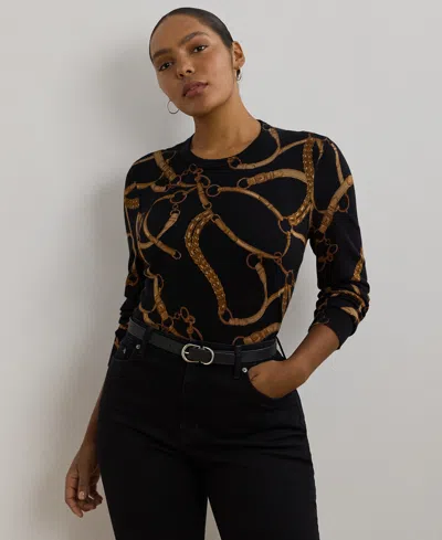 Ralph Lauren Plus Size Belting-print Cotton-blend Sweater