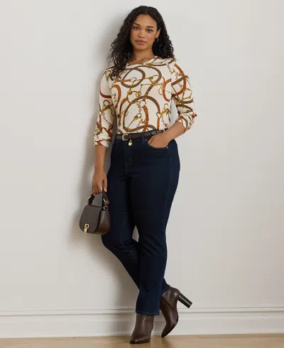 Ralph Lauren Plus Size Belting-print T-shirt In Multi