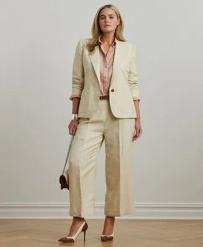 Ralph Lauren Plus Size Blazer Shirt Ankle Pants In Ivory Beige