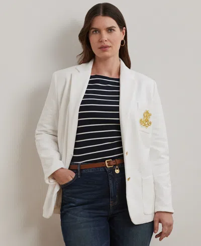 Ralph Lauren Plus Size Bullion Jacquard Blazer In White
