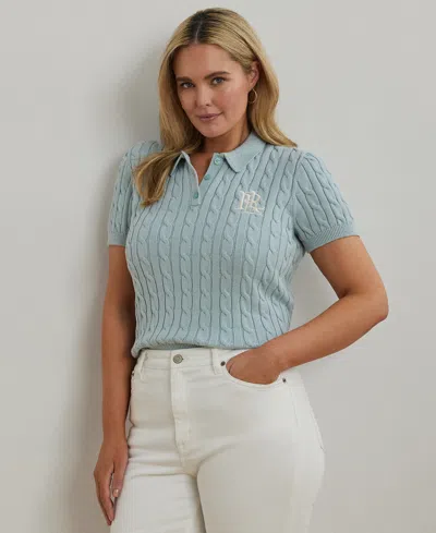 RALPH LAUREN PLUS SIZE CABLE-KNIT POLO SHIRT