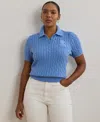 Ralph Lauren Plus Size Cable-knit Polo Shirt In Sky Blue
