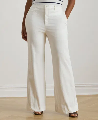 Ralph Lauren Plus Size Chino Flare High-rise Pants In White