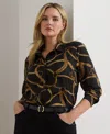 Ralph Lauren Plus Size Classic-fit Belting-print Crepe Shirt In Multi