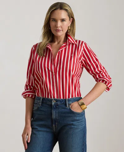 Ralph Lauren Plus Size Classic Fit Striped Point Collar Shirt In Multi