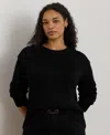 Ralph Lauren Plus Size Cotton-blend Crew Neck Sweater In Black