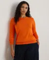 Ralph Lauren Plus Size Cotton-blend Crewneck Sweater In Orange