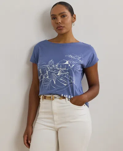 Ralph Lauren Plus Size Cotton-blend Jersey Graphic Tee