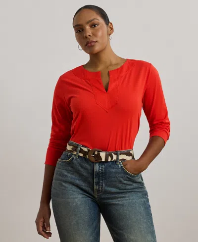 Ralph Lauren Plus Size Cotton Jersey Three-quarter-sleeve Tunic