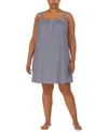 Ralph Lauren Plus Size Cotton Knit Double-strap Nightgown In Dark Blue,stripe