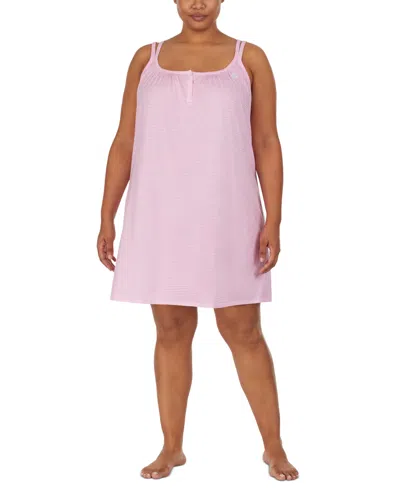Ralph Lauren Plus Size Cotton Knit Double-strap Nightgown In Pink