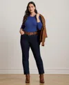 Ralph Lauren Plus Size Crewneck Long Sleeve Sweater In Blue