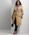 Ralph Lauren Plus Size Double-breasted Trench Coat In Brown