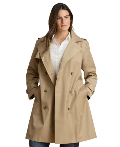 Ralph Lauren Plus Size Double Breasted Trench Coat In Neutral