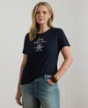 Ralph Lauren Plus Size Embroidered Crest Crewneck T-shirt In Blue