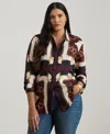 Ralph Lauren Plus Size Equestrian-print Twill Long-sleeve Shirt In Multi