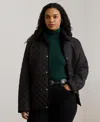 Ralph Lauren Plus Size Faux-sherpa-collar Quilted Coat In Black