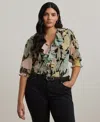 Ralph Lauren Plus Size Floral Georgette Ruffle-trim Blouse