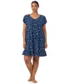 Ralph Lauren Plus Size Flutter Sleeve Short Nightgown In Blue