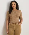Ralph Lauren Plus Size Geo-print Boat Neck T-shirt In Multi