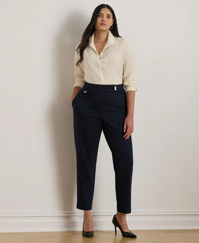 Ralph Lauren Plus Size High Rise Ponte Ankle Pants In Blue