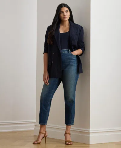 Ralph Lauren Plus Size High-rise Straight Ankle Jeans In Blue