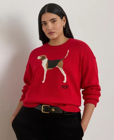 RALPH LAUREN PLUS SIZE INTARSIA-KNIT FOXHOUND SWEATER
