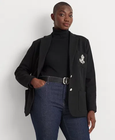 Ralph Lauren Plus Size Jacquard Blazer In Black