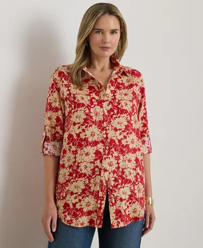 Ralph Lauren Plus Size Karrie Relaxed Fit Floral Point Collar Shirt