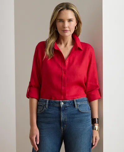 Ralph Lauren Plus Size Karrie Relaxed Fit Linen Point Collar Shirt