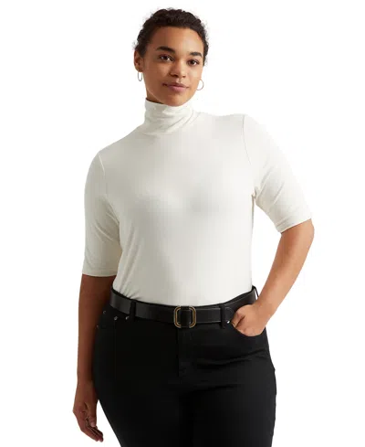 Ralph Lauren Plus Size Lightweight Turtleneck Sweater In White