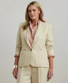 Ralph Lauren Plus Size Linen-blend Twill Blazer In Ivory Beige