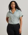 Ralph Lauren Plus Size Linen Dolman Sleeve Top In Aqua Pearl