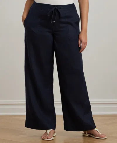 Ralph Lauren Plus Size Linen Drawcord Pants
