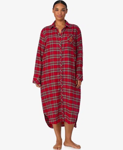 Ralph Lauren Plus Size Long Sleeve Sleepshirt In Red