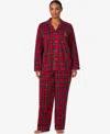 Ralph Lauren Plus Size Long Sleeves Notch Collar Pajama Set In Red