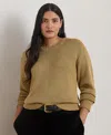 Ralph Lauren Plus Size Metallic Crew Neck Sweater In Green