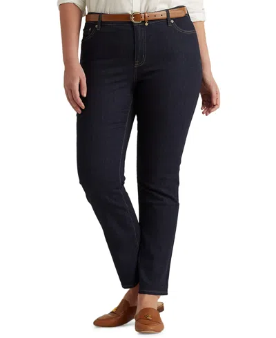 Ralph Lauren Plus-size Mid-rise Straight Jean In Dark Rinse Wash